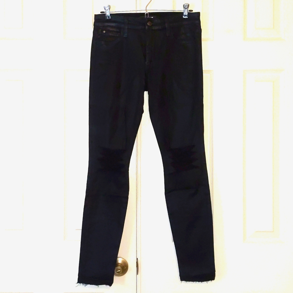 Joe's Jeans The Icon Mid Rise Skinny Ankle Black Shiny Jeans Size 27